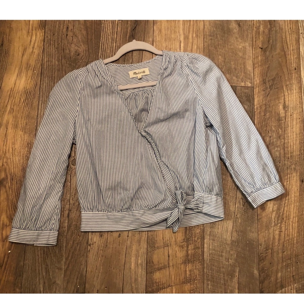 Madewell Wrap Top - Indigo Stripe
